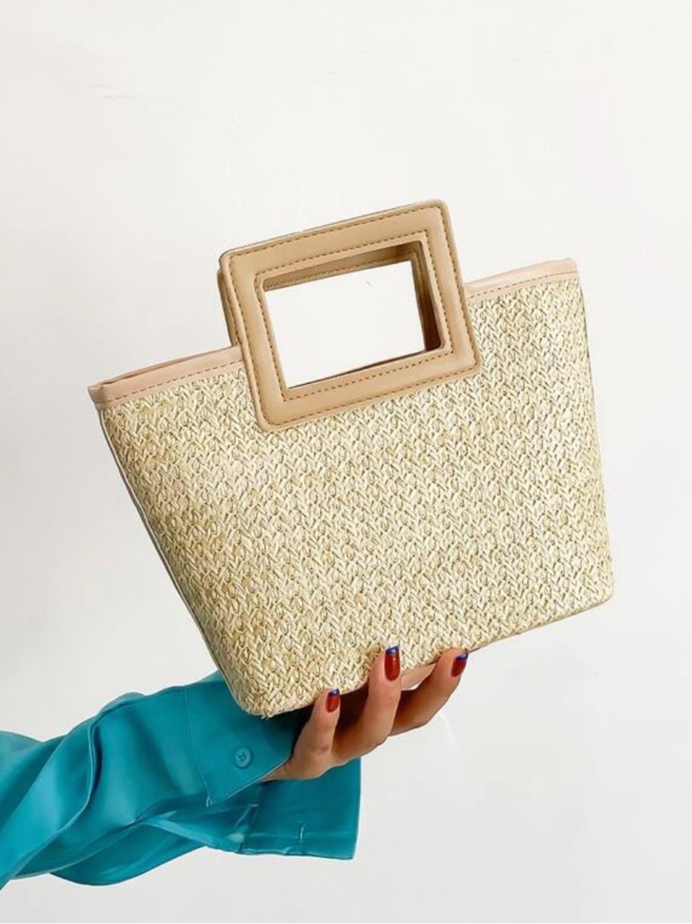 Double Handle Straw Bag